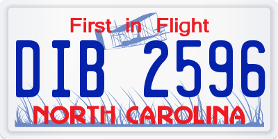 NC license plate DIB2596