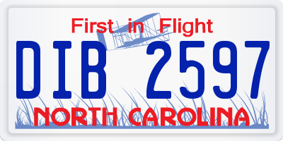 NC license plate DIB2597