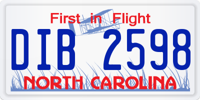 NC license plate DIB2598