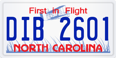 NC license plate DIB2601