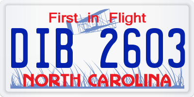 NC license plate DIB2603