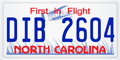 NC license plate DIB2604