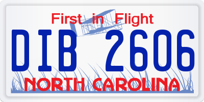 NC license plate DIB2606
