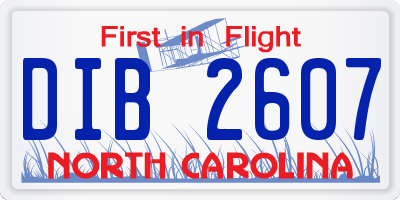 NC license plate DIB2607