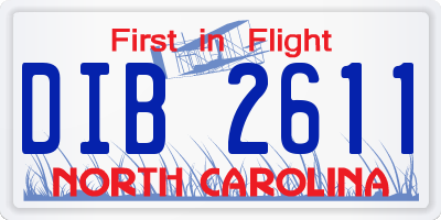 NC license plate DIB2611