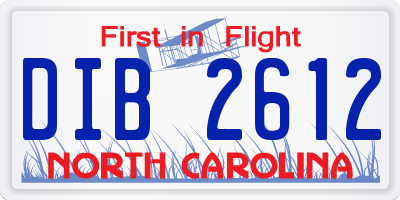 NC license plate DIB2612