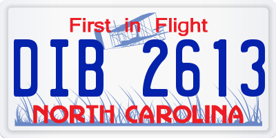 NC license plate DIB2613
