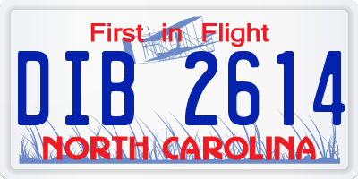 NC license plate DIB2614