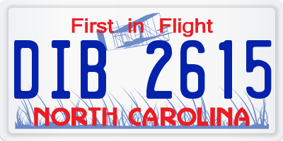 NC license plate DIB2615