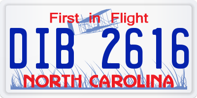 NC license plate DIB2616