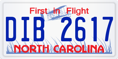 NC license plate DIB2617
