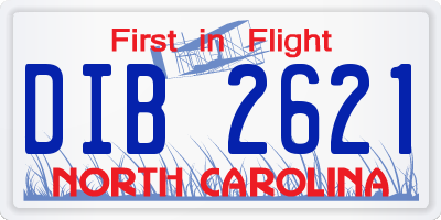 NC license plate DIB2621