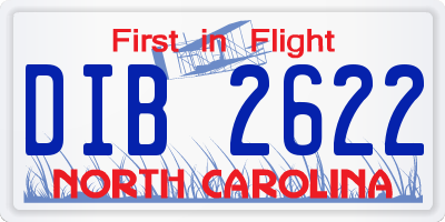 NC license plate DIB2622