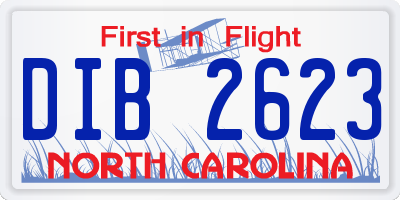 NC license plate DIB2623