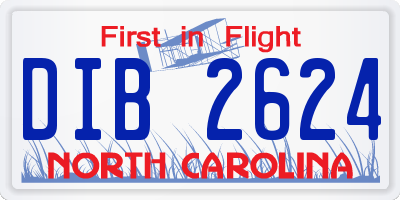 NC license plate DIB2624