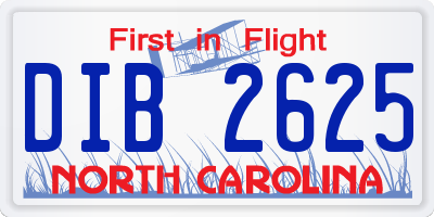 NC license plate DIB2625