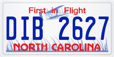 NC license plate DIB2627