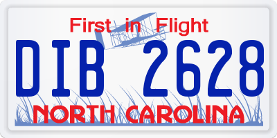 NC license plate DIB2628