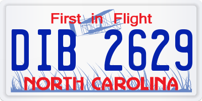 NC license plate DIB2629