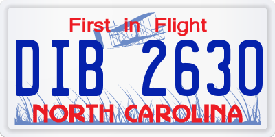 NC license plate DIB2630