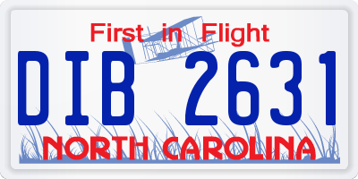 NC license plate DIB2631