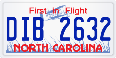 NC license plate DIB2632