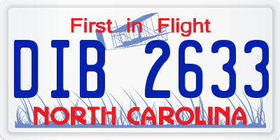 NC license plate DIB2633