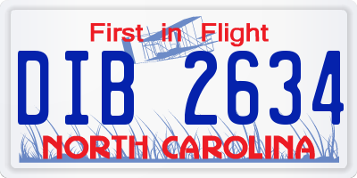 NC license plate DIB2634