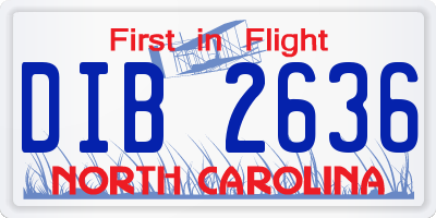 NC license plate DIB2636