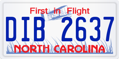 NC license plate DIB2637
