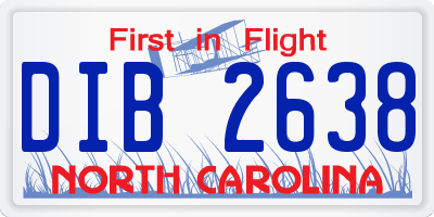 NC license plate DIB2638
