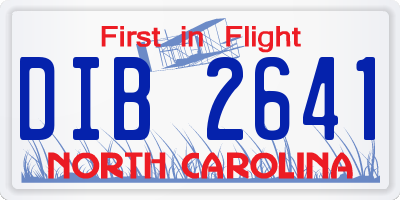 NC license plate DIB2641