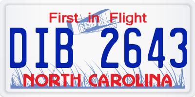 NC license plate DIB2643