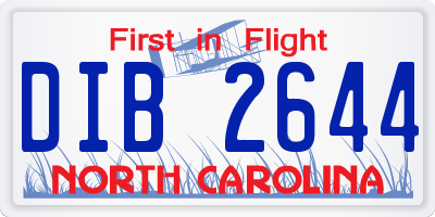 NC license plate DIB2644
