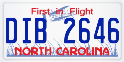 NC license plate DIB2646