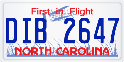 NC license plate DIB2647