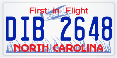 NC license plate DIB2648