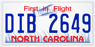 NC license plate DIB2649
