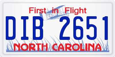 NC license plate DIB2651