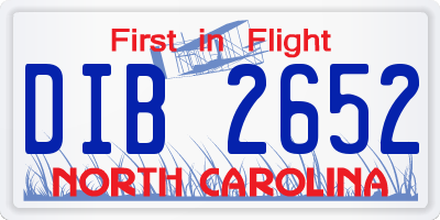 NC license plate DIB2652