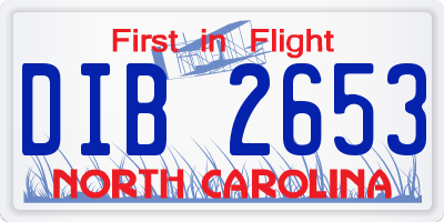 NC license plate DIB2653
