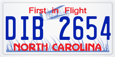 NC license plate DIB2654