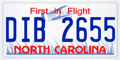 NC license plate DIB2655