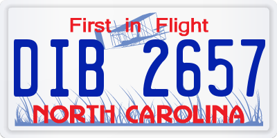 NC license plate DIB2657