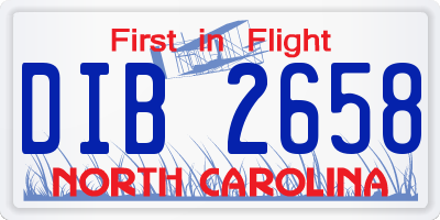 NC license plate DIB2658