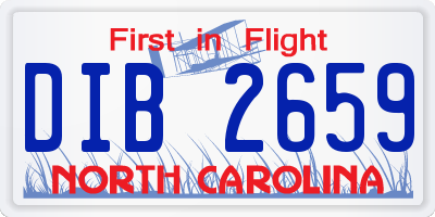 NC license plate DIB2659
