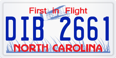 NC license plate DIB2661