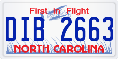 NC license plate DIB2663