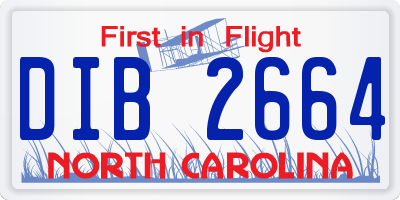 NC license plate DIB2664