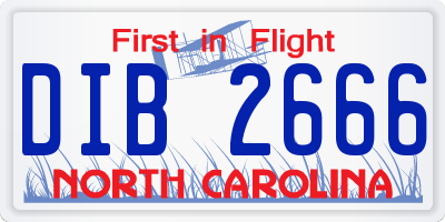 NC license plate DIB2666